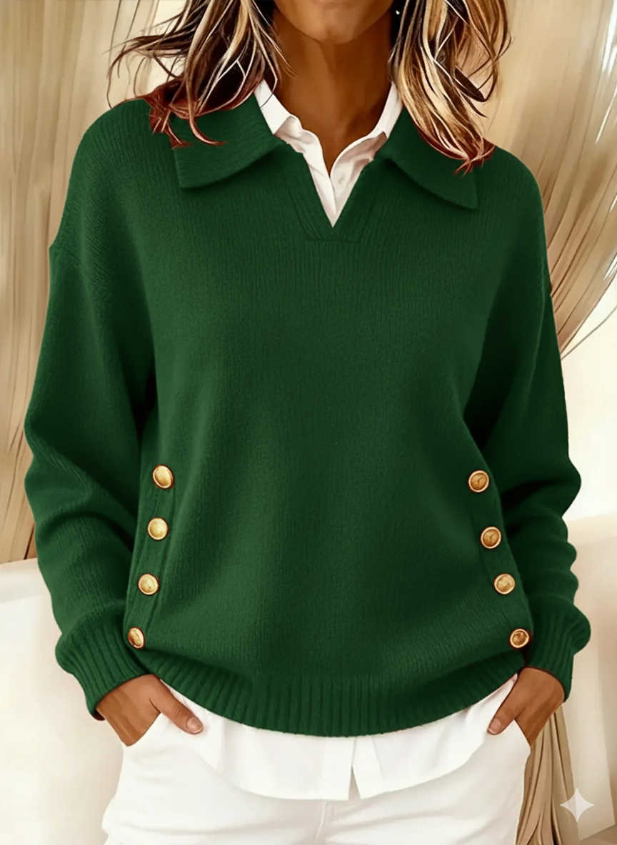 Celeste Jersey con Cuello Polo y Botones