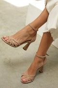 Atenea - Sandalias patchwork con puntera redonda y talón estrecho