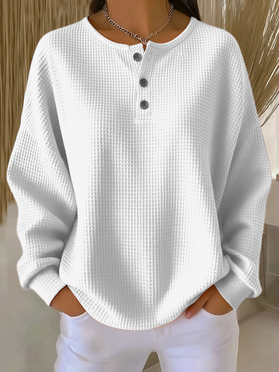 Celeste Sudadera Henley Gofrada