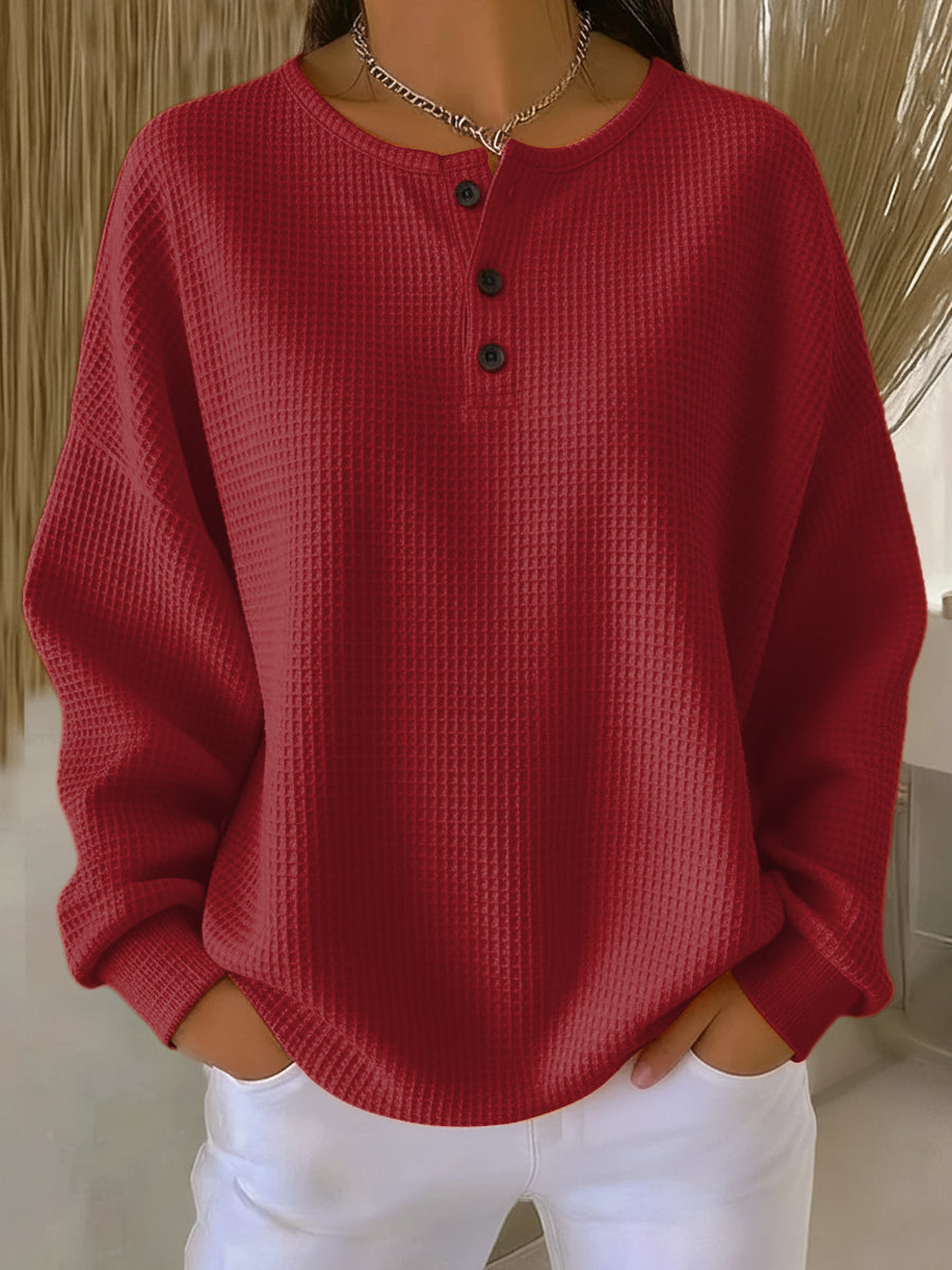 Celeste Sudadera Henley Gofrada