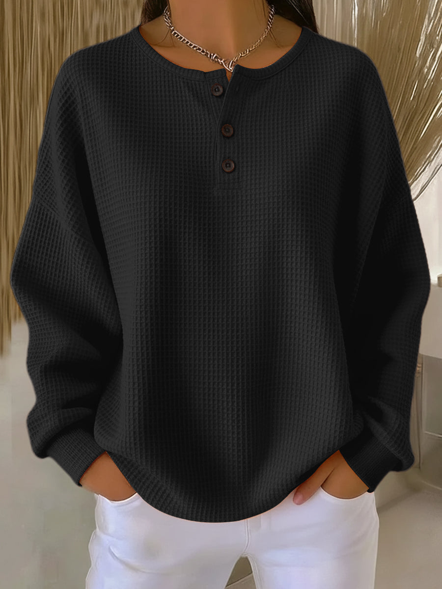 Celeste Sudadera Henley Gofrada