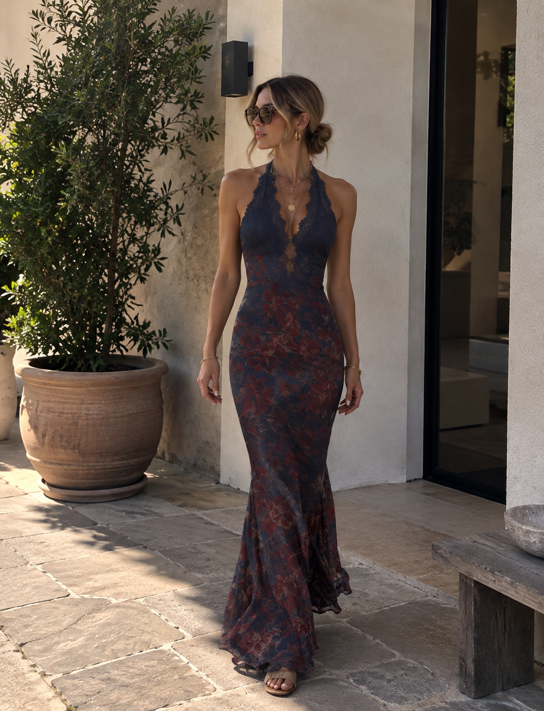 Celeste Vestido Bohemio Floral