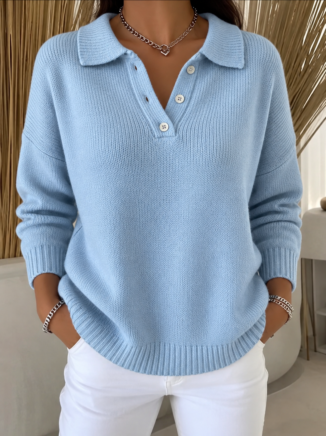 Cinta jersey de cuello polo con botones