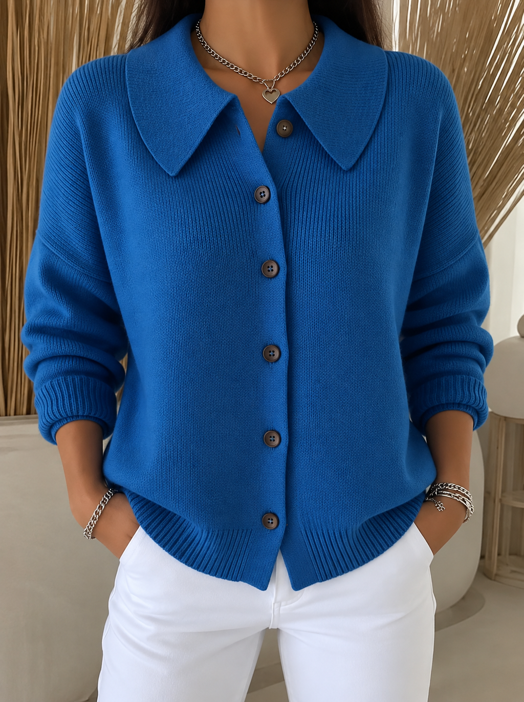 Coralia Chaqueta de Punto con Cuello Camisero