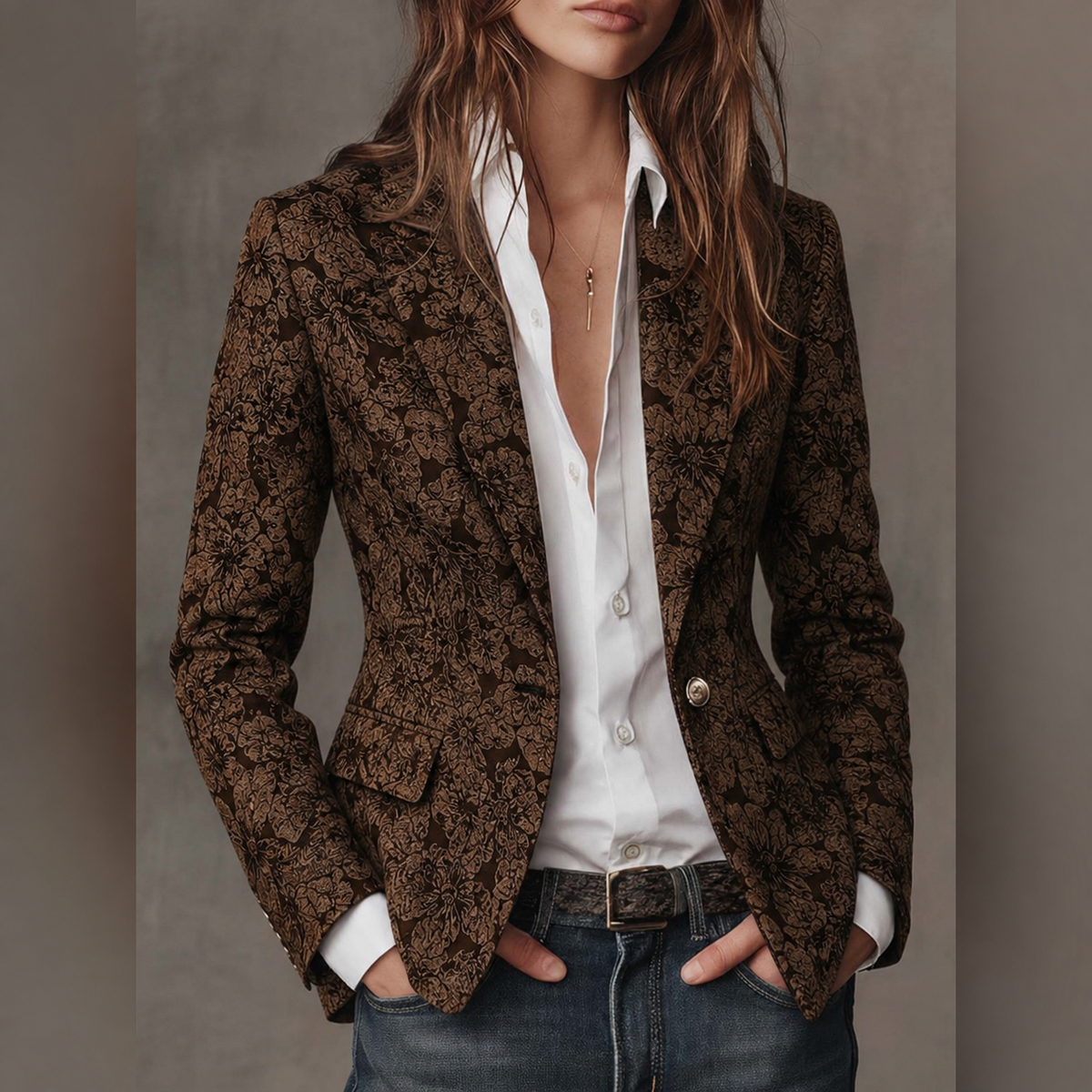 Elisa Blazer Elegante con Estampado Paisley