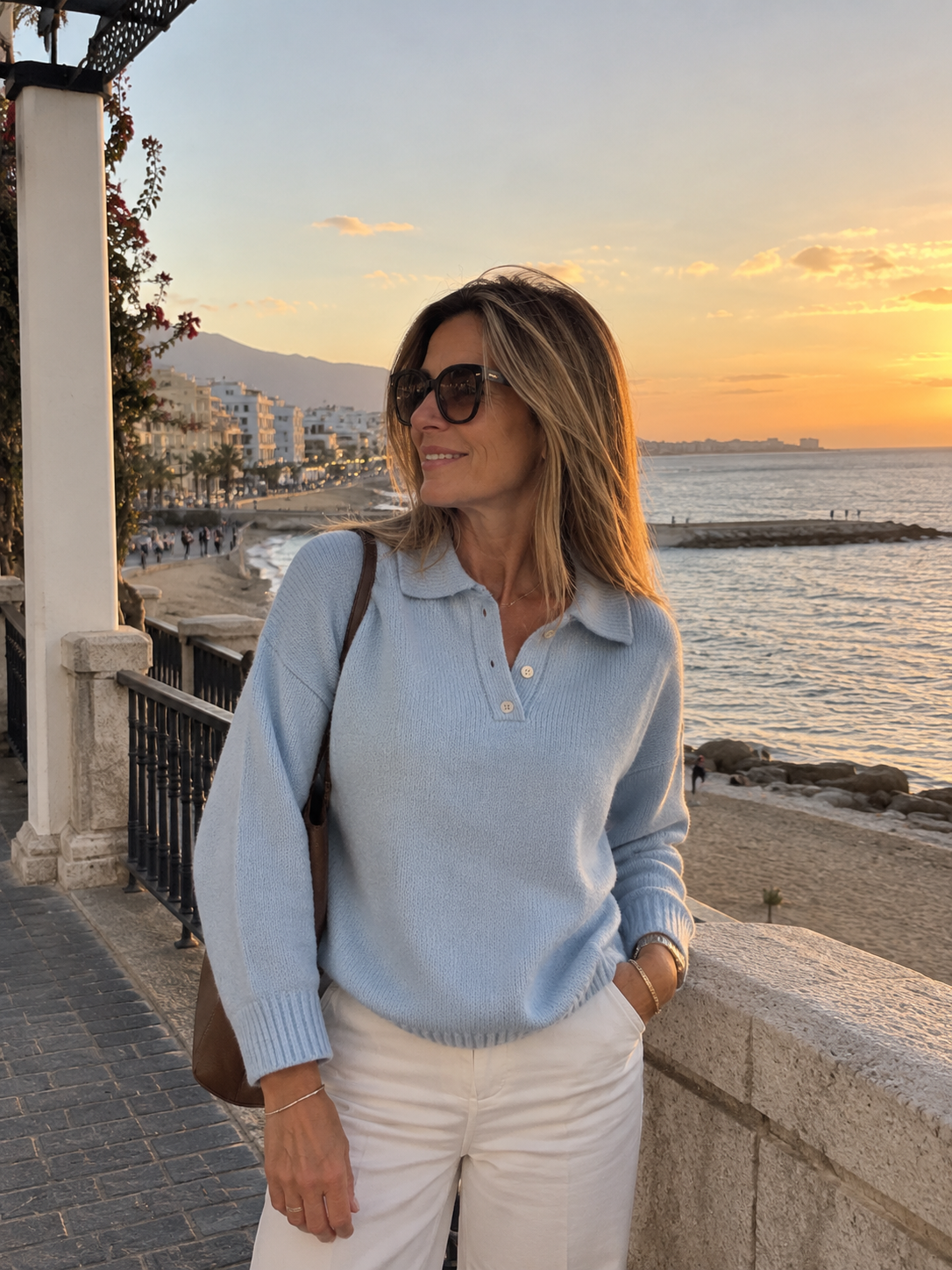Cinta jersey de cuello polo con botones