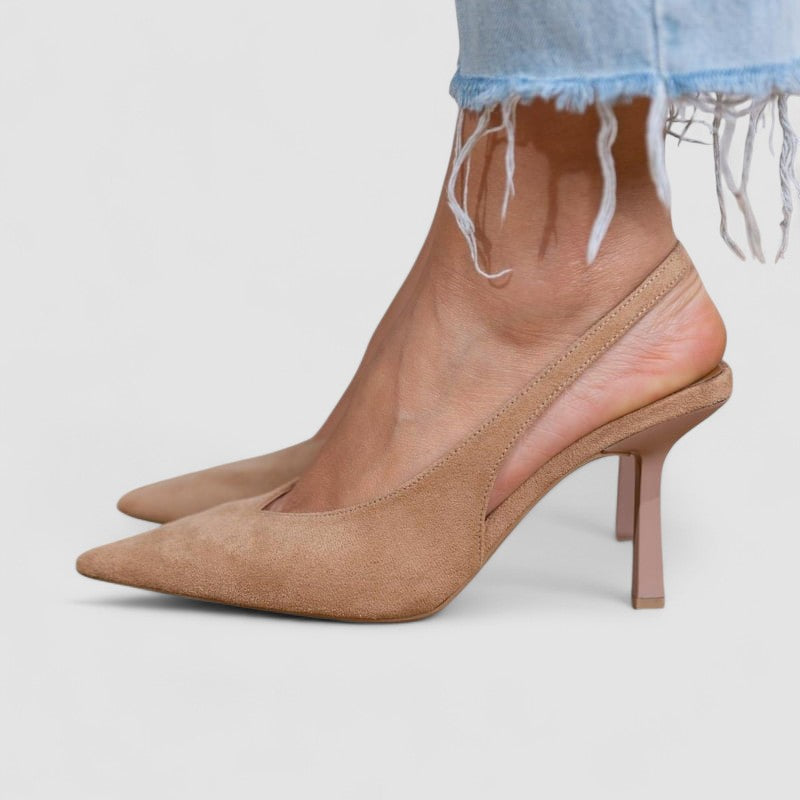 Atenea - Pumps slingback nude con tacón fino