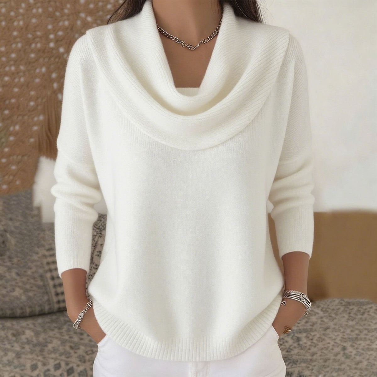 Celeste jersey de cuello drapeado