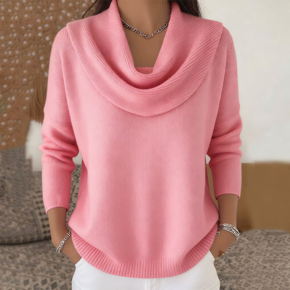 Celeste jersey de cuello drapeado