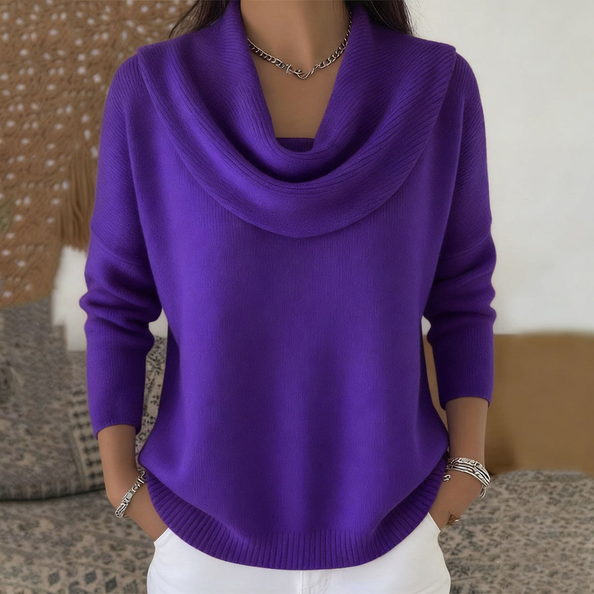 Celeste jersey de cuello drapeado