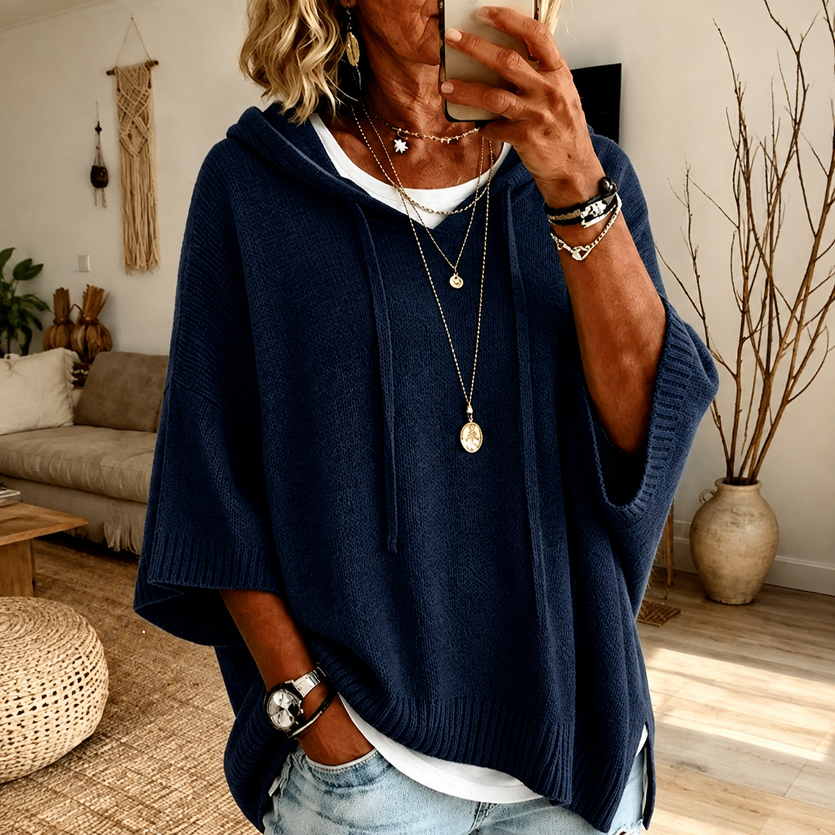 Atenea-Poncho Azul Marino