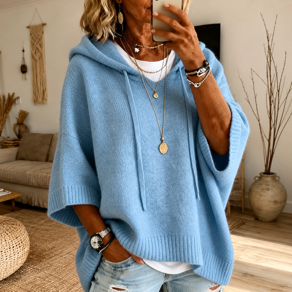 Atenea-Poncho Azul Celeste
