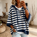 Atenea-Poncho de Rayas Azul Marino
