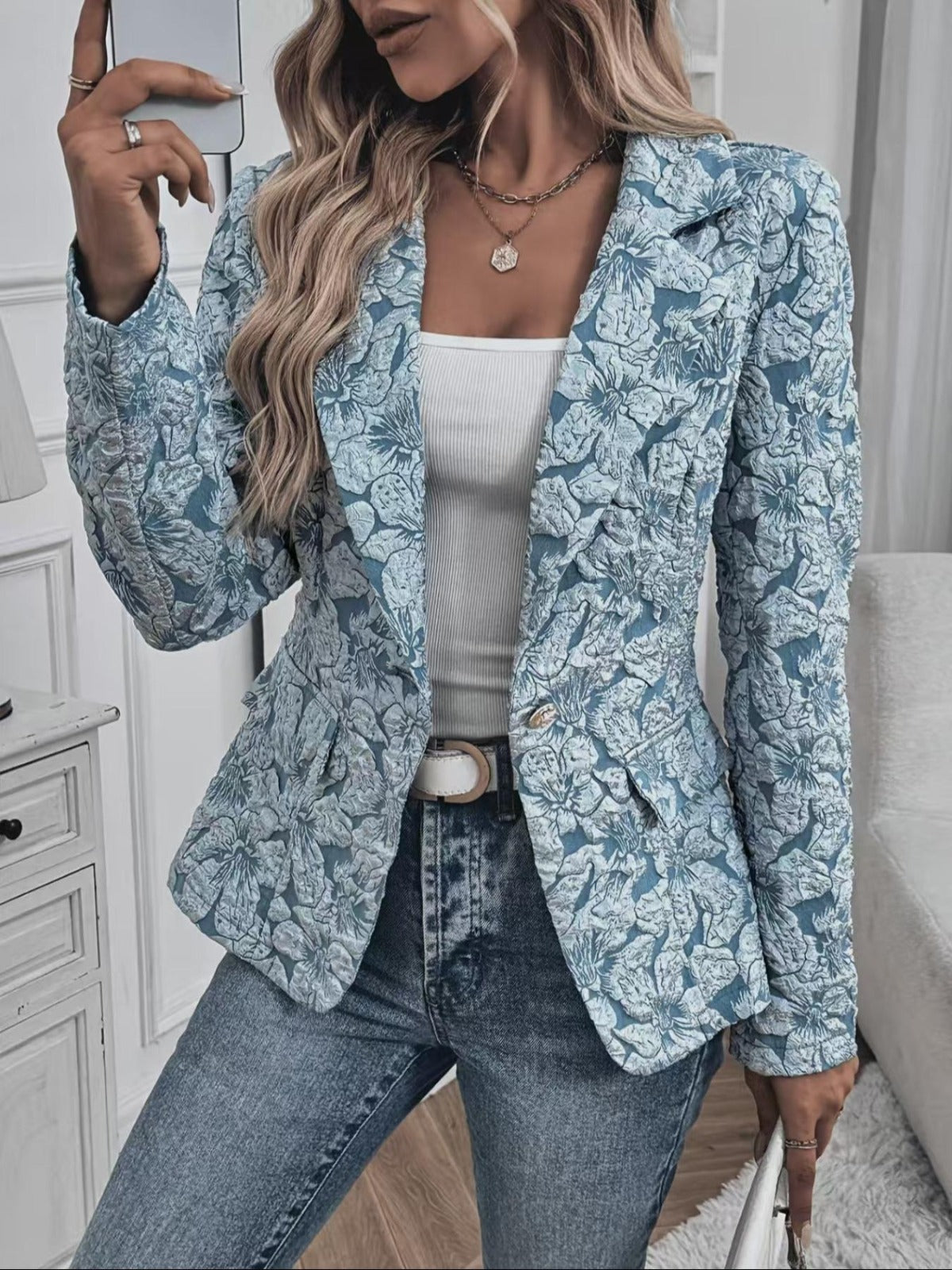 Elisa Blazer Elegante con Estampado Paisley