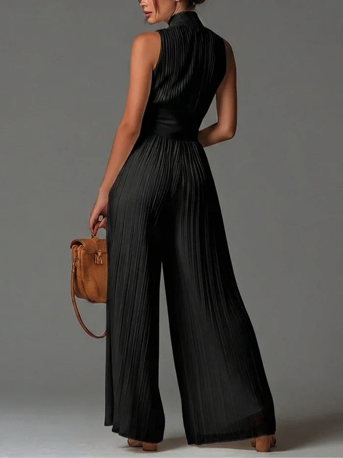 Mercedes Mono Negro sin Mangas de Chiffon con Escote