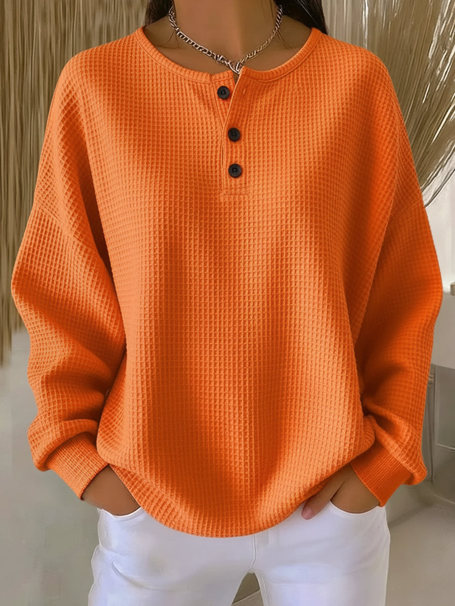 Celeste Sudadera Henley Gofrada