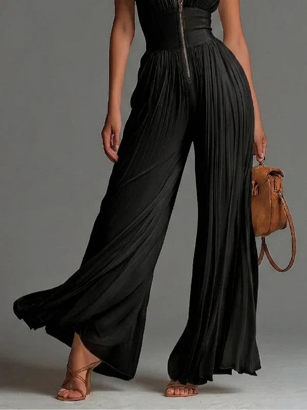 Mercedes Mono Negro sin Mangas de Chiffon con Escote