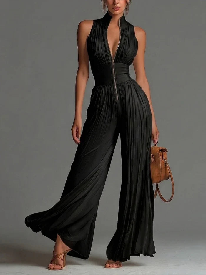 Mercedes Mono Negro sin Mangas de Chiffon con Escote