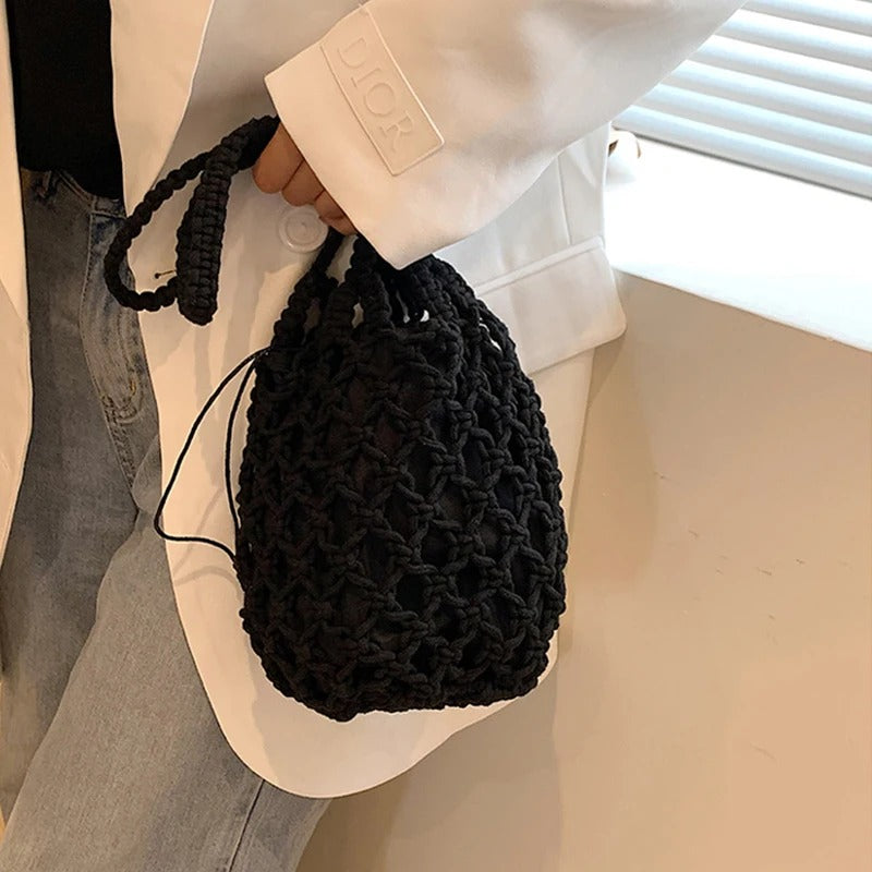 Casandra Bolso Tejido con Cordón y Asa de Hombro