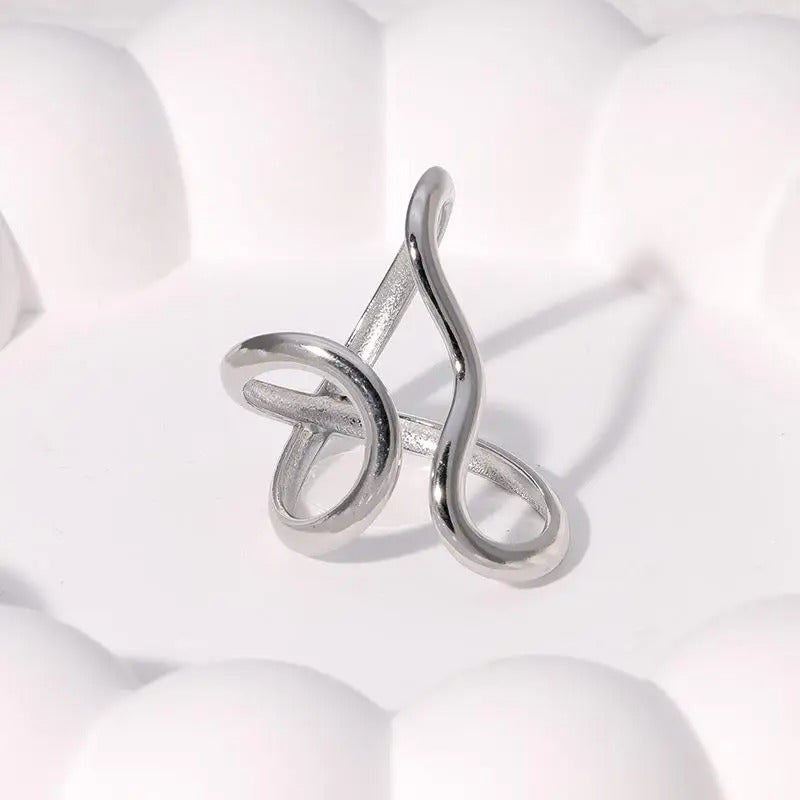 Atenea-Anillo Dorado de Acero Inoxidable con Baño PVD de Oro 18K
