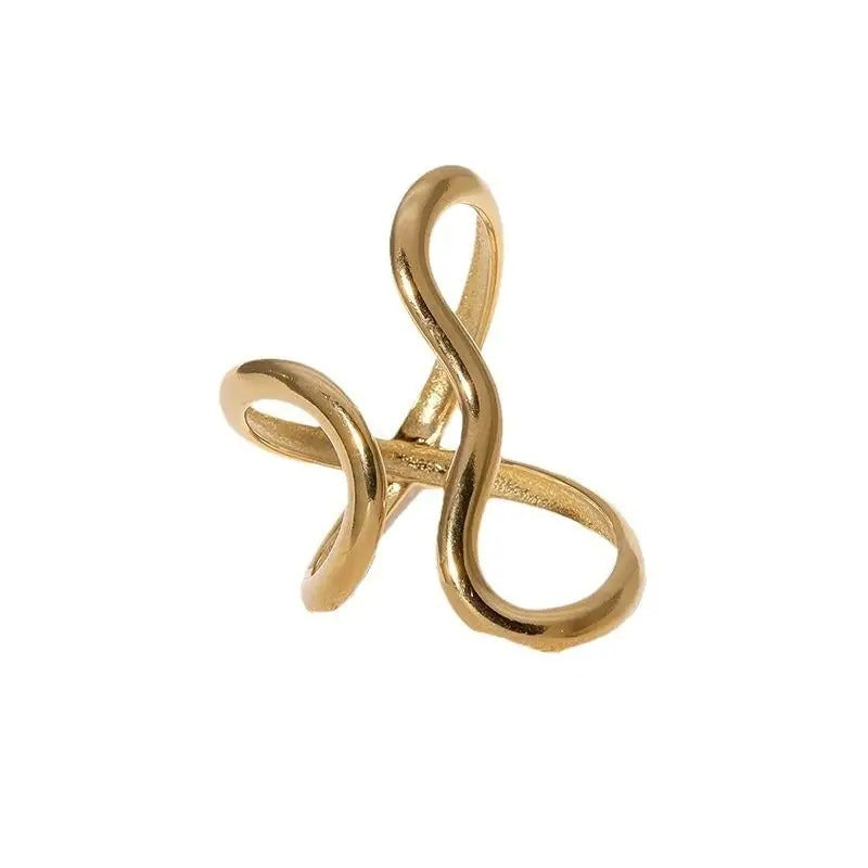 Atenea-Anillo Dorado de Acero Inoxidable con Baño PVD de Oro 18K