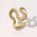 Atenea-Anillo Dorado de Acero Inoxidable con Baño PVD de Oro 18K